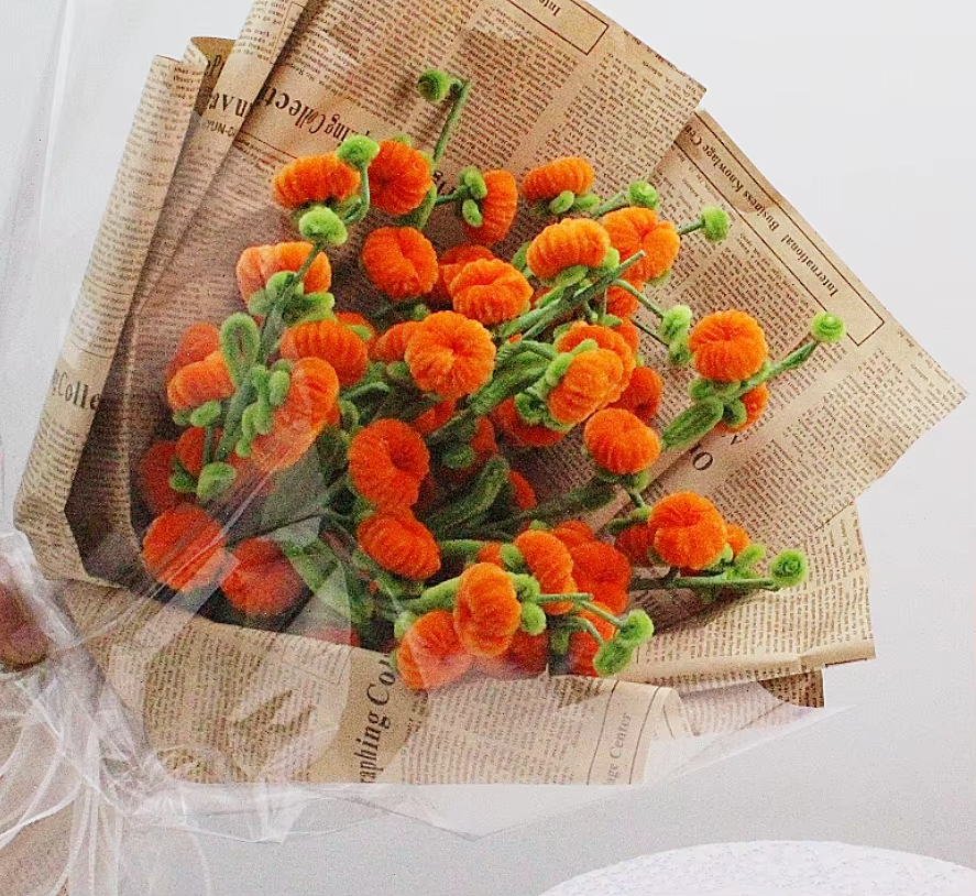 PIPE Orange Persimmon flower Bouquets Handmade Artificial Flower Christmas‘ Day Gifts Fake Flowers Home Decor