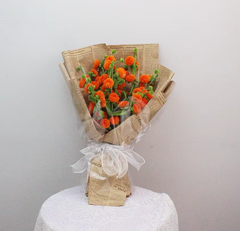 PIPE Orange Persimmon flower Bouquets Handmade Artificial Flower Christmas‘ Day Gifts Fake Flowers Home Decor