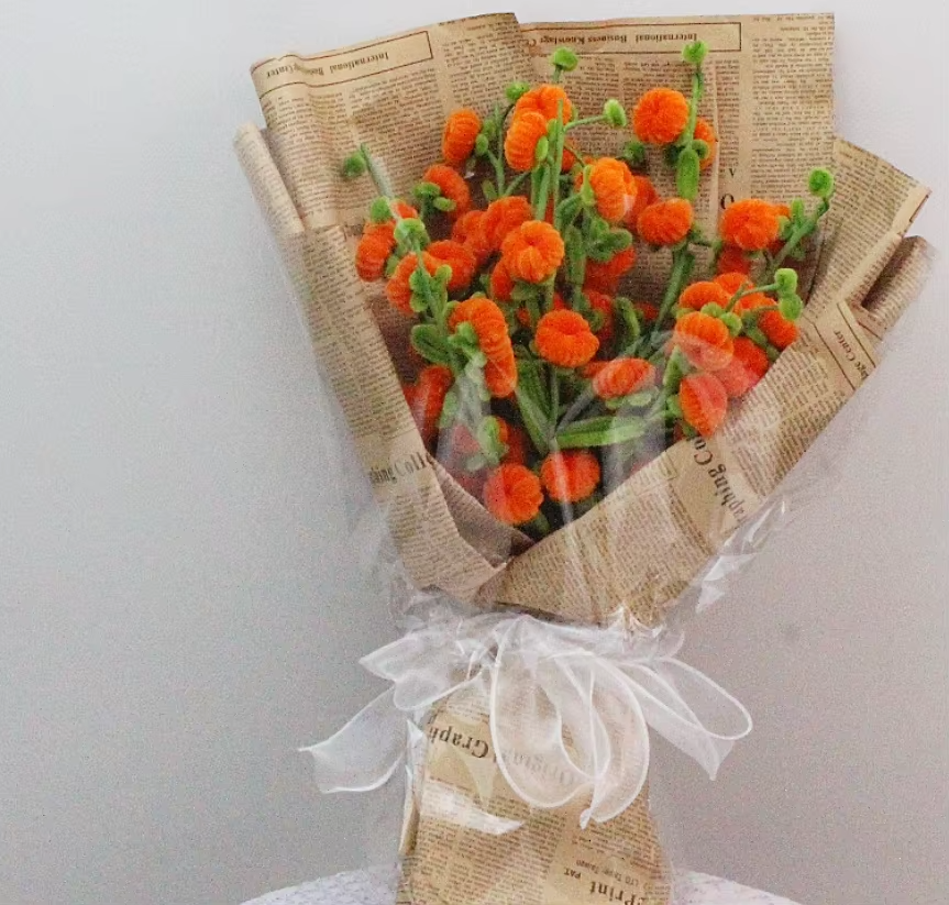 PIPE Orange Persimmon flower Bouquets Handmade Artificial Flower Christmas‘ Day Gifts Fake Flowers Home Decor