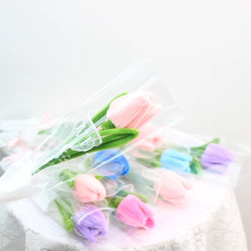 PIPE Colorful Tulip Flower Bouquet for Girlfriend Wife Mom Finish Handmade Christmas‘ Day Gifts for Guests DIY Mother's Day