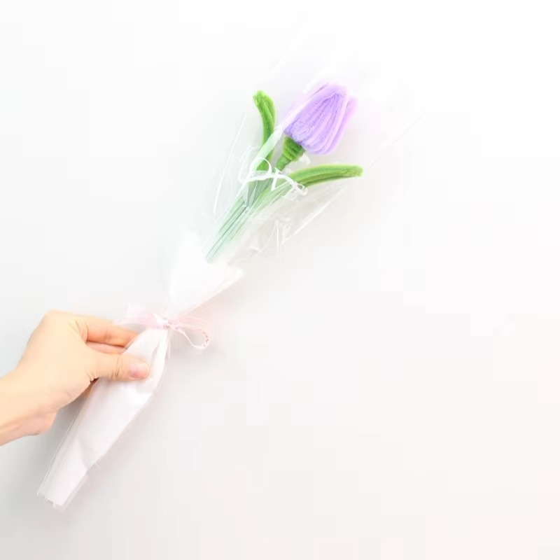 PIPE Colorful Tulip Flower Bouquet for Girlfriend Wife Mom Finish Handmade Christmas‘ Day Gifts for Guests DIY Mother's Day