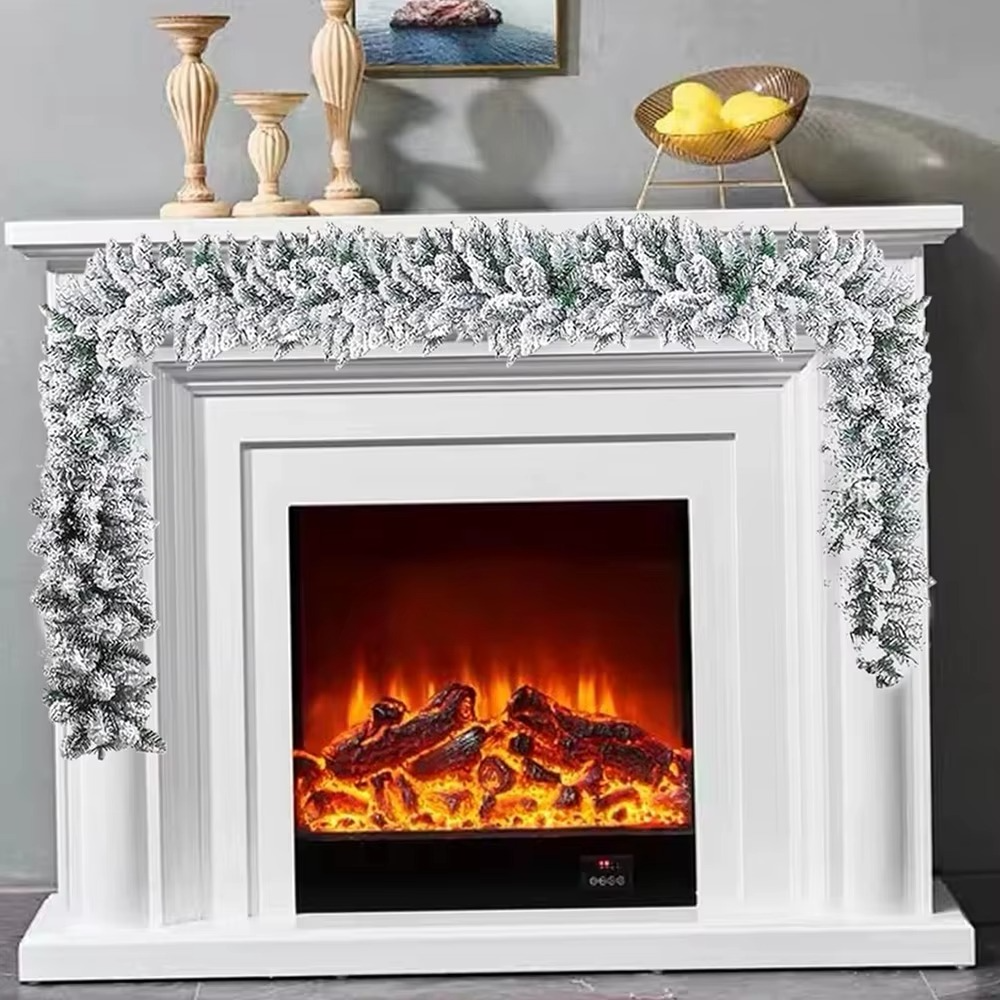 Christmas Artificial Velvet Decorative Vine Christmas Hanging Fireplace Wreath Christmas Decorative Simulated Staircase Wreath