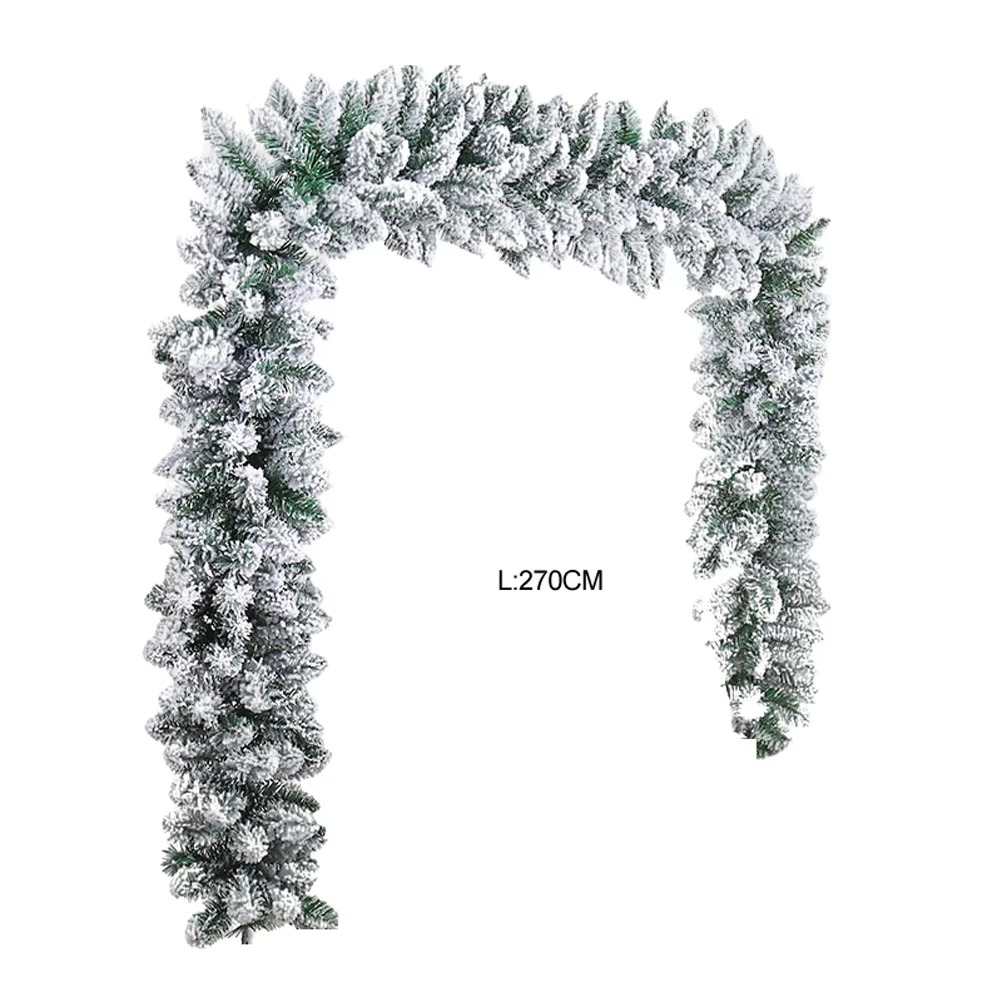 2.7m White Falling Cedar Rattan For Christmas Tree Fireplace, Staircase Door, Garden Courtyard Decoration Garland