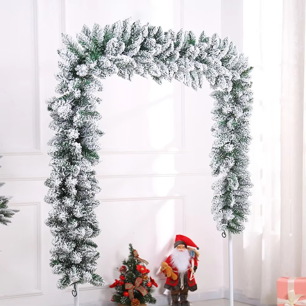 2.7m White Falling Cedar Rattan For Christmas Tree Fireplace, Staircase Door, Garden Courtyard Decoration Garland