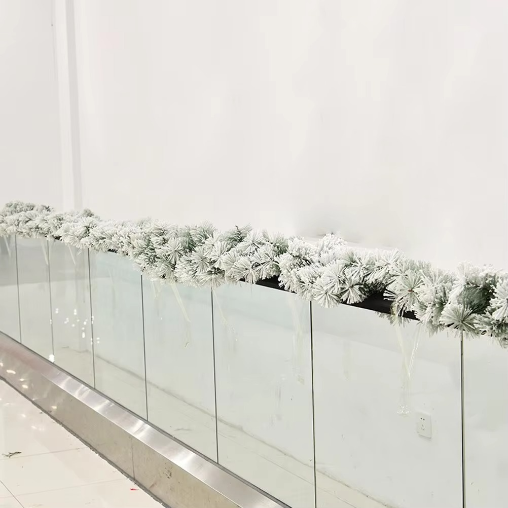 2.7m White Falling Cedar Rattan For Christmas Tree Fireplace, Staircase Door, Garden Courtyard Decoration Garland