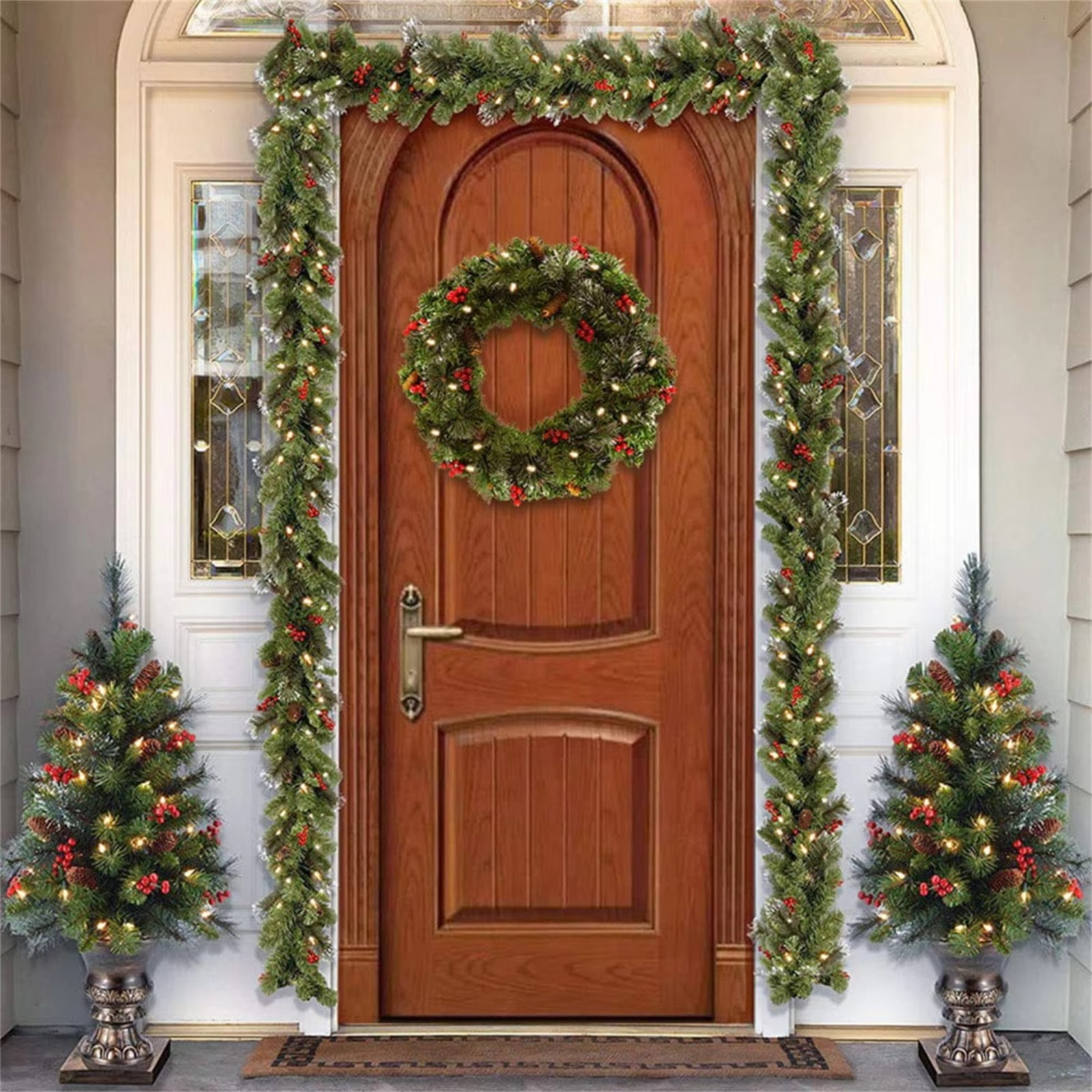 Christmas Red Fruit Rattan 1.8m/2.7m Encrypted Red Christmas Decoration Rattan Door Rattan Door Decoration Luminous Model
