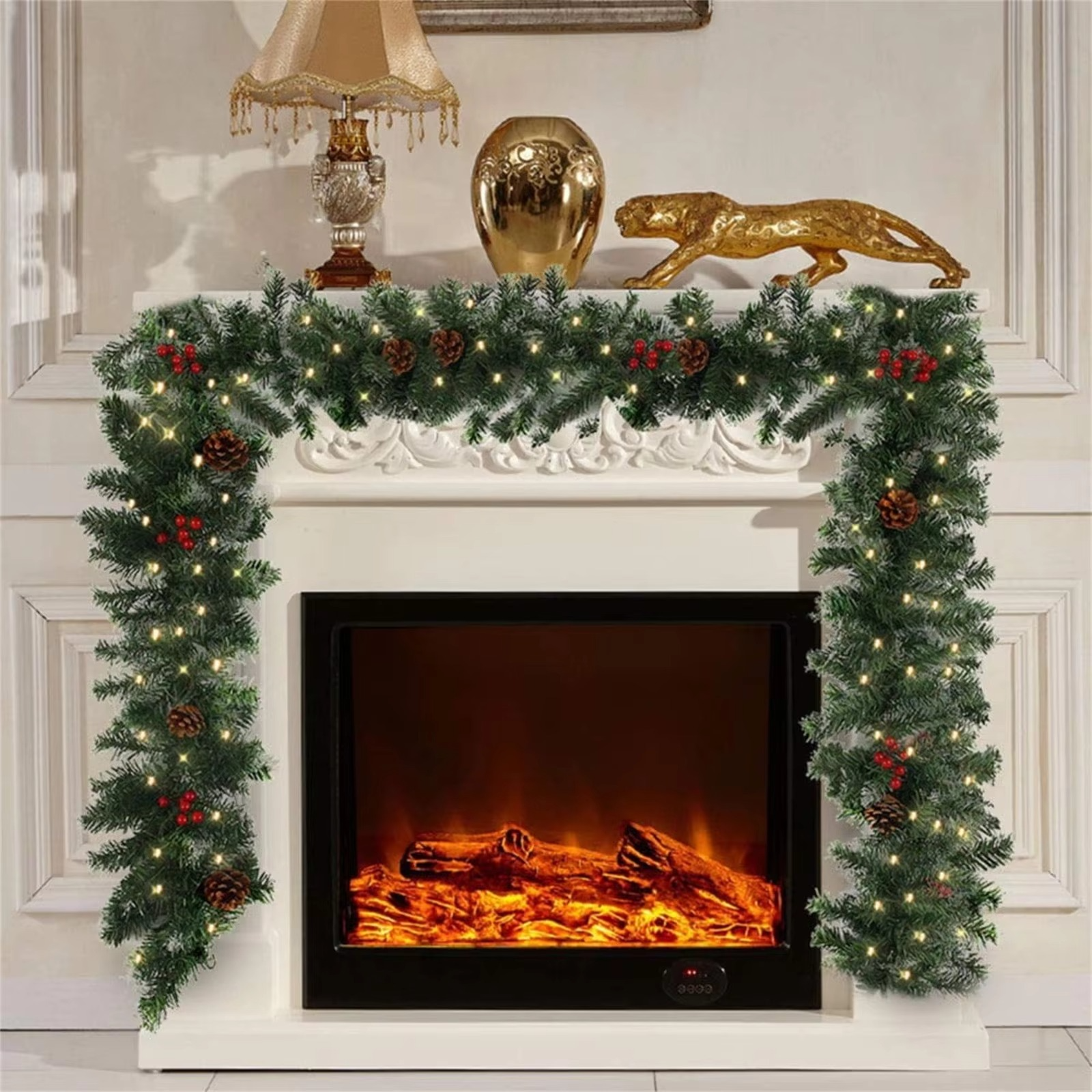 Christmas Red Fruit Rattan 1.8m/2.7m Encrypted Red Christmas Decoration Rattan Door Rattan Door Decoration Luminous Model