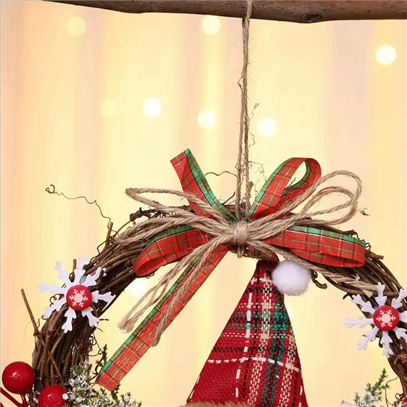 HLZS-3X Artificial Christmas Wreath For Front Door Wall Window Farmhouse Home Decoration, Snowman(Small)