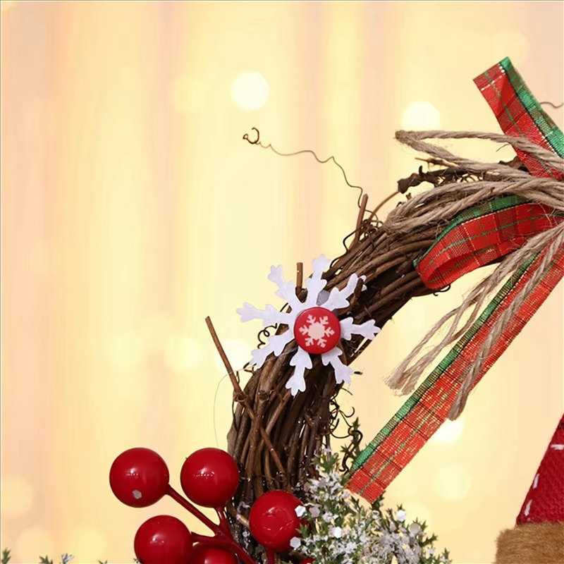 HLZS-3X Artificial Christmas Wreath For Front Door Wall Window Farmhouse Home Decoration, Snowman(Small)