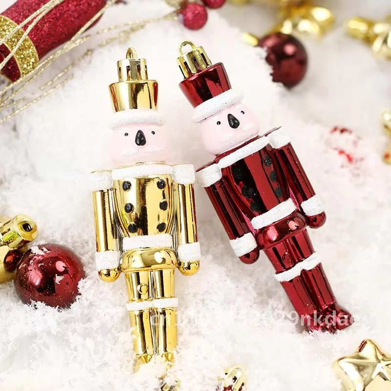 50PCs Wine Gold Painted Christmas Ball Set Modern Minimalist Pendant Decorations for Christmas Tree Various Sizes Plastic