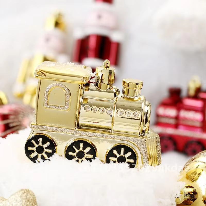 50PCs Wine Gold Painted Christmas Ball Set Modern Minimalist Pendant Decorations for Christmas Tree Various Sizes Plastic