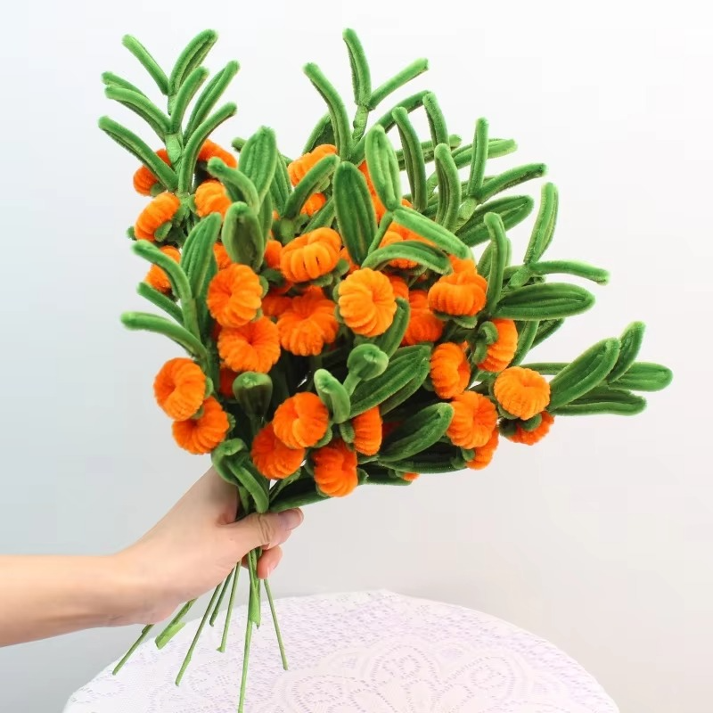 PIPE Gold Persimmon Flower Bouquet Girlfriend Wife Mom Finish Handmade Christmas‘ Day Gifts for Guests DIY Craft Home Direc 1
