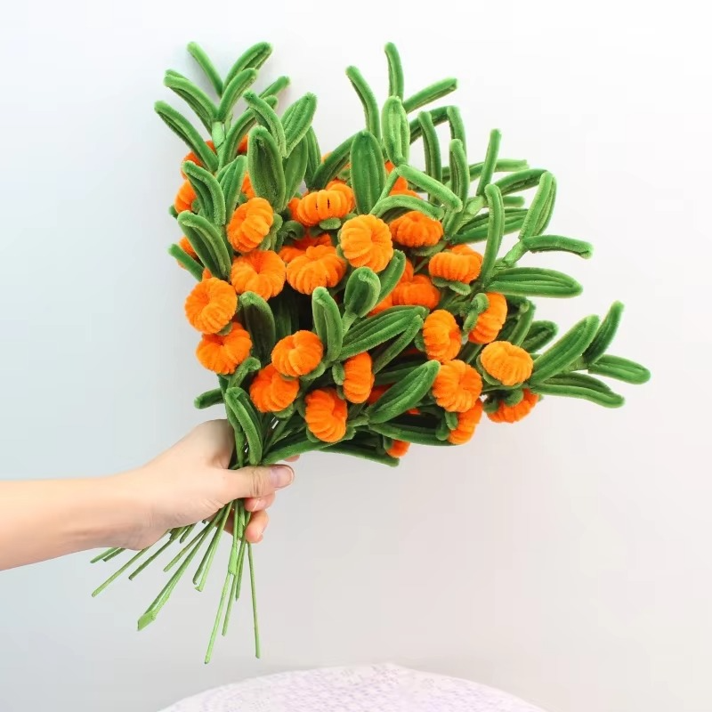 PIPE Gold Persimmon Flower Bouquet Girlfriend Wife Mom Finish Handmade Christmas‘ Day Gifts for Guests DIY Craft Home Direc 1