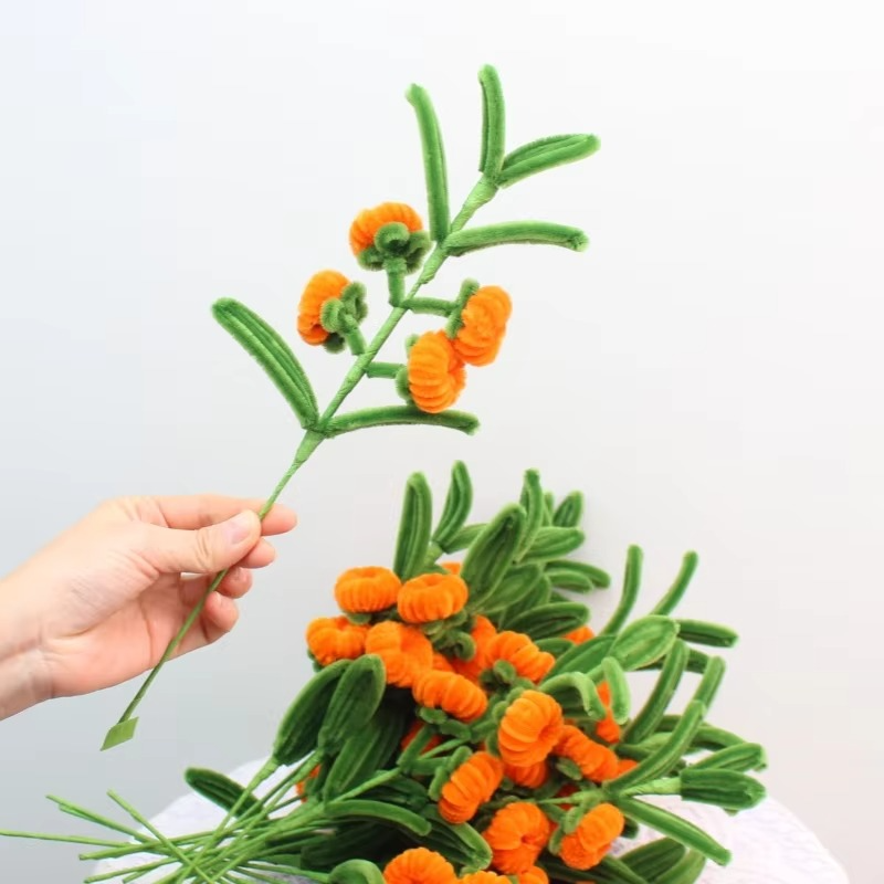 PIPE Gold Persimmon Flower Bouquet Girlfriend Wife Mom Finish Handmade Christmas‘ Day Gifts for Guests DIY Craft Home Direc 1
