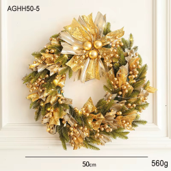 Christmas Wreath with LED Fairy Light Door Hanging Garland Pine for Home Decorations Xmas Party Supplies Happy New Year