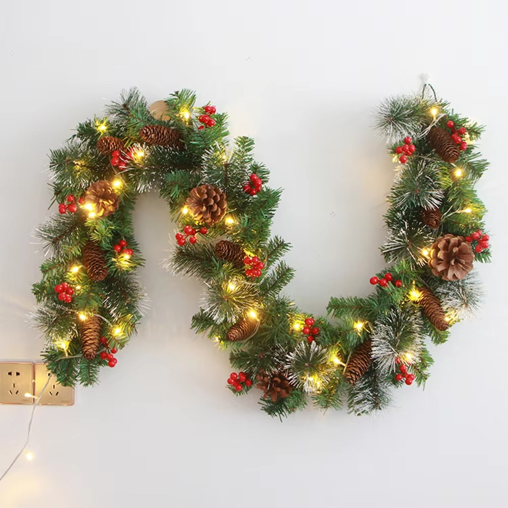 1.8M Christmas Garland Artificial Green Rattan Lights DIY Wreath Xmas Decorations Mantel Fireplace Stairs Wall Door Table Decor