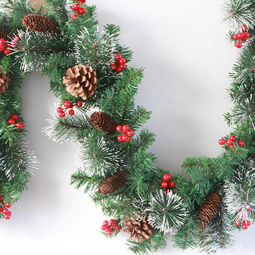 1.8M Christmas Garland Artificial Green Rattan Lights DIY Wreath Xmas Decorations Mantel Fireplace Stairs Wall Door Table Decor