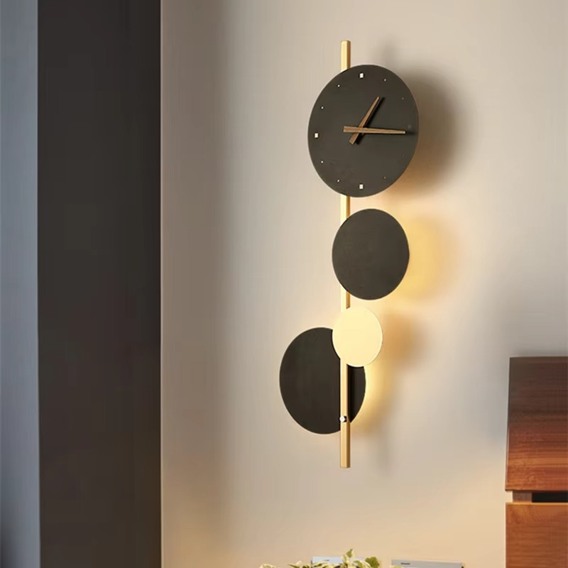 Nordic High-End Iron Acrylic Clock Light LED Decor Home Wall Lamp Bar Bedroom Foyer Dining Room Lighting Fixtures