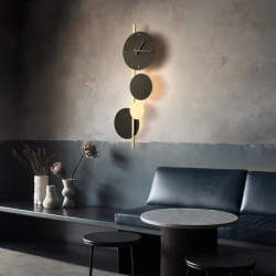 Nordic High-End Iron Acrylic Clock Light LED Decor Home Wall Lamp Bar Bedroom Foyer Dining Room Lighting Fixtures
