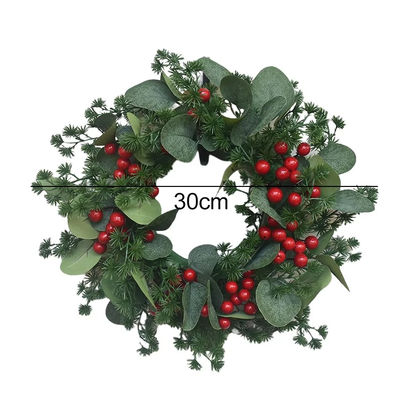30CM Christmas Wreaths Door Hanging Rattan Farmhouse Layout Christmas Decorations Garland For Home Party Decor New Year Navidad