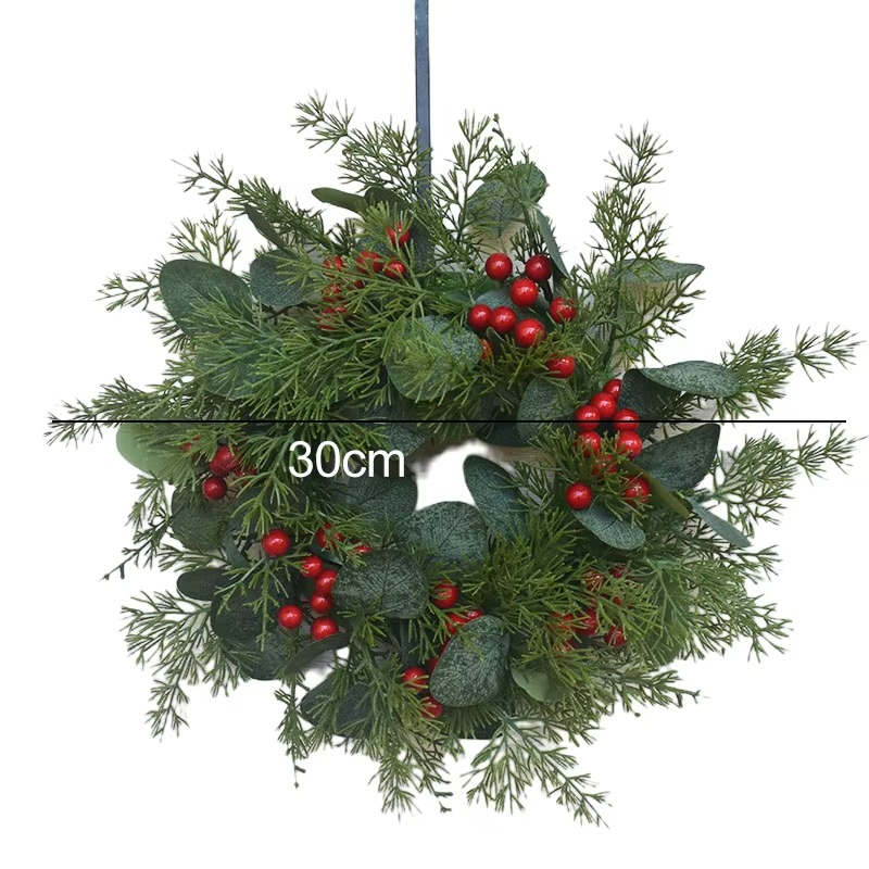 30CM Christmas Wreaths Door Hanging Rattan Farmhouse Layout Christmas Decorations Garland For Home Party Decor New Year Navidad