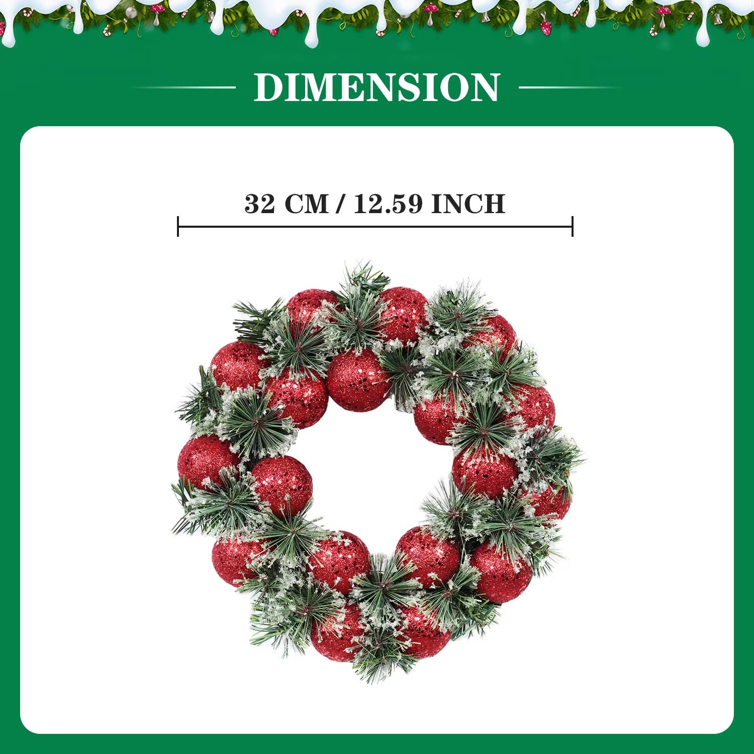 32cm Christmas Wreath Christmas Ball Decor Pine Garlands Vintage Vine Wreath Wreaths Party Doors New Year Decorations Wreaths