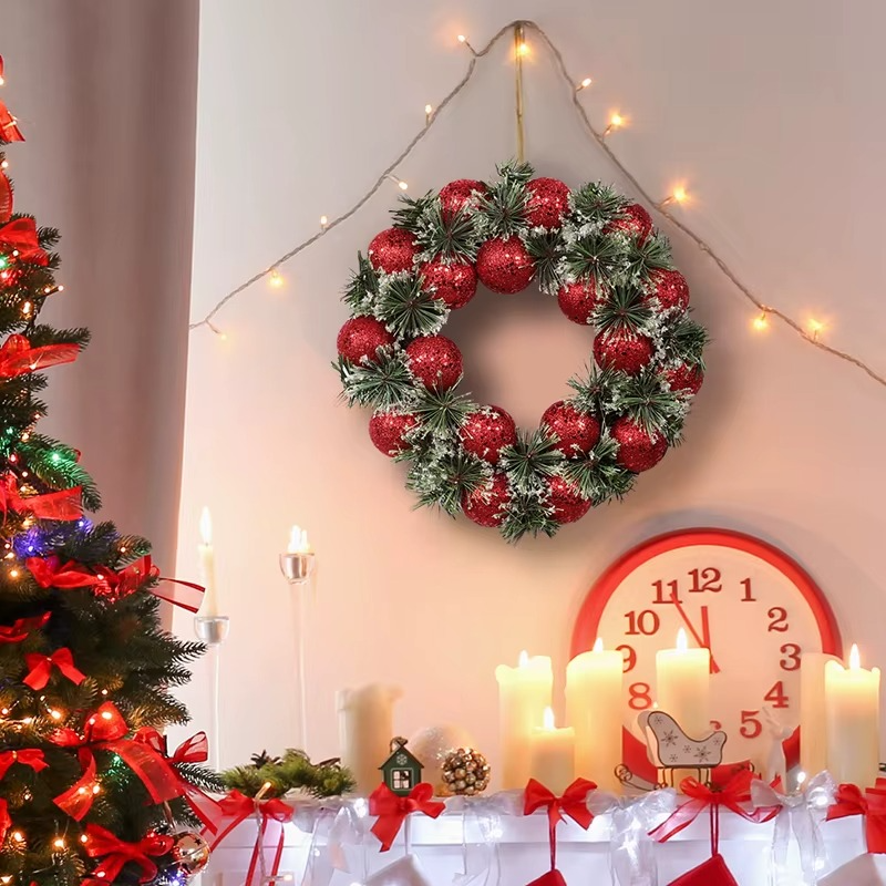 32cm Christmas Wreath Christmas Ball Decor Pine Garlands Vintage Vine Wreath Wreaths Party Doors New Year Decorations Wreaths
