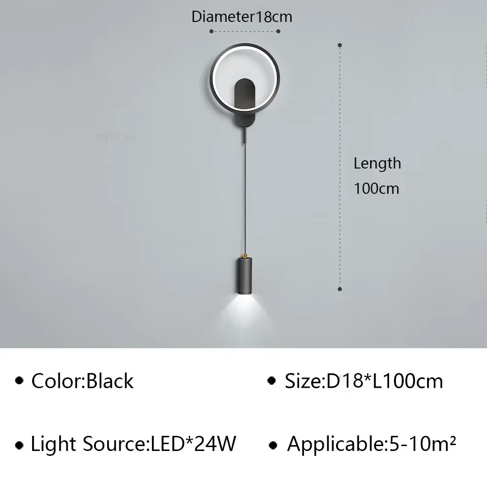 Modern LED Wall Lamp for Living Room Bedroom Bedside Stairs Aisle with Spotlight Wall Sconce Home Decor Lighting Fixture Luster