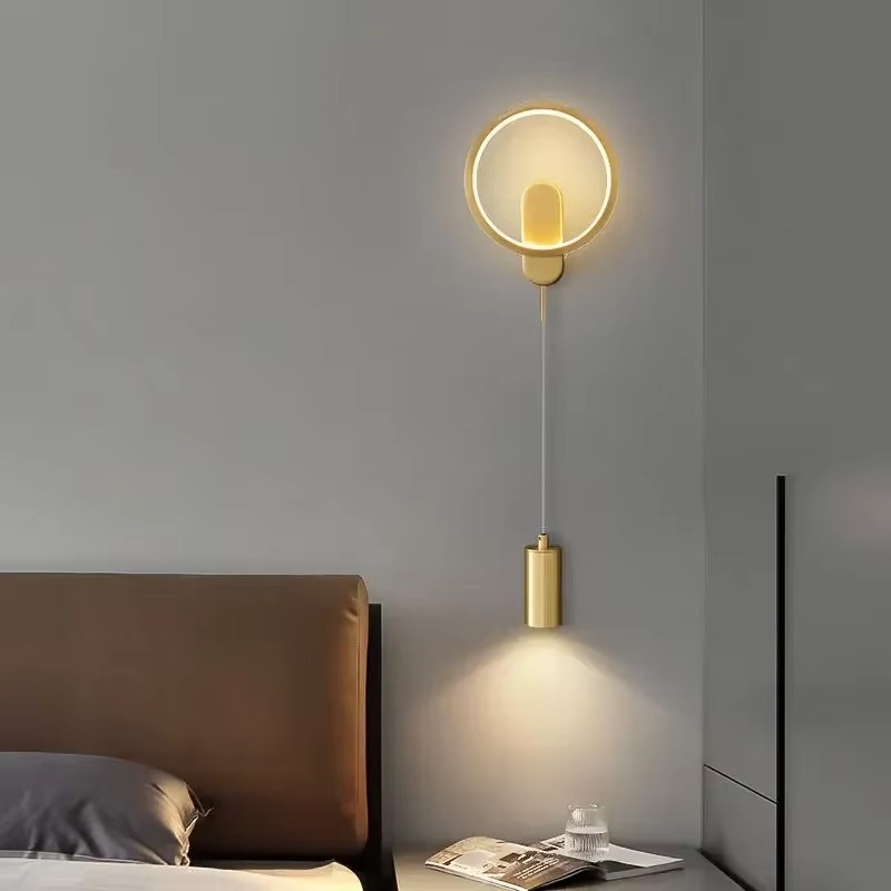 Modern LED Wall Lamp for Living Room Bedroom Bedside Stairs Aisle with Spotlight Wall Sconce Home Decor Lighting Fixture Luster