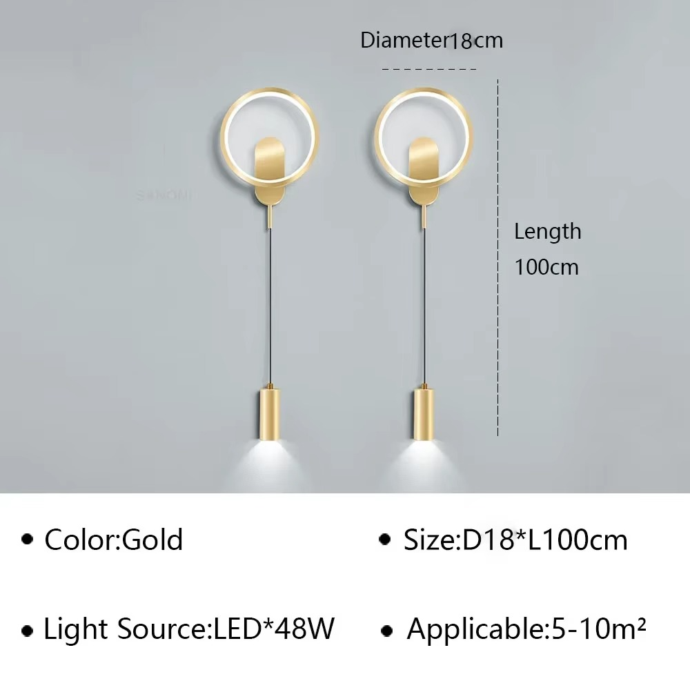 Modern LED Wall Lamp for Living Room Bedroom Bedside Stairs Aisle with Spotlight Wall Sconce Home Decor Lighting Fixture Luster
