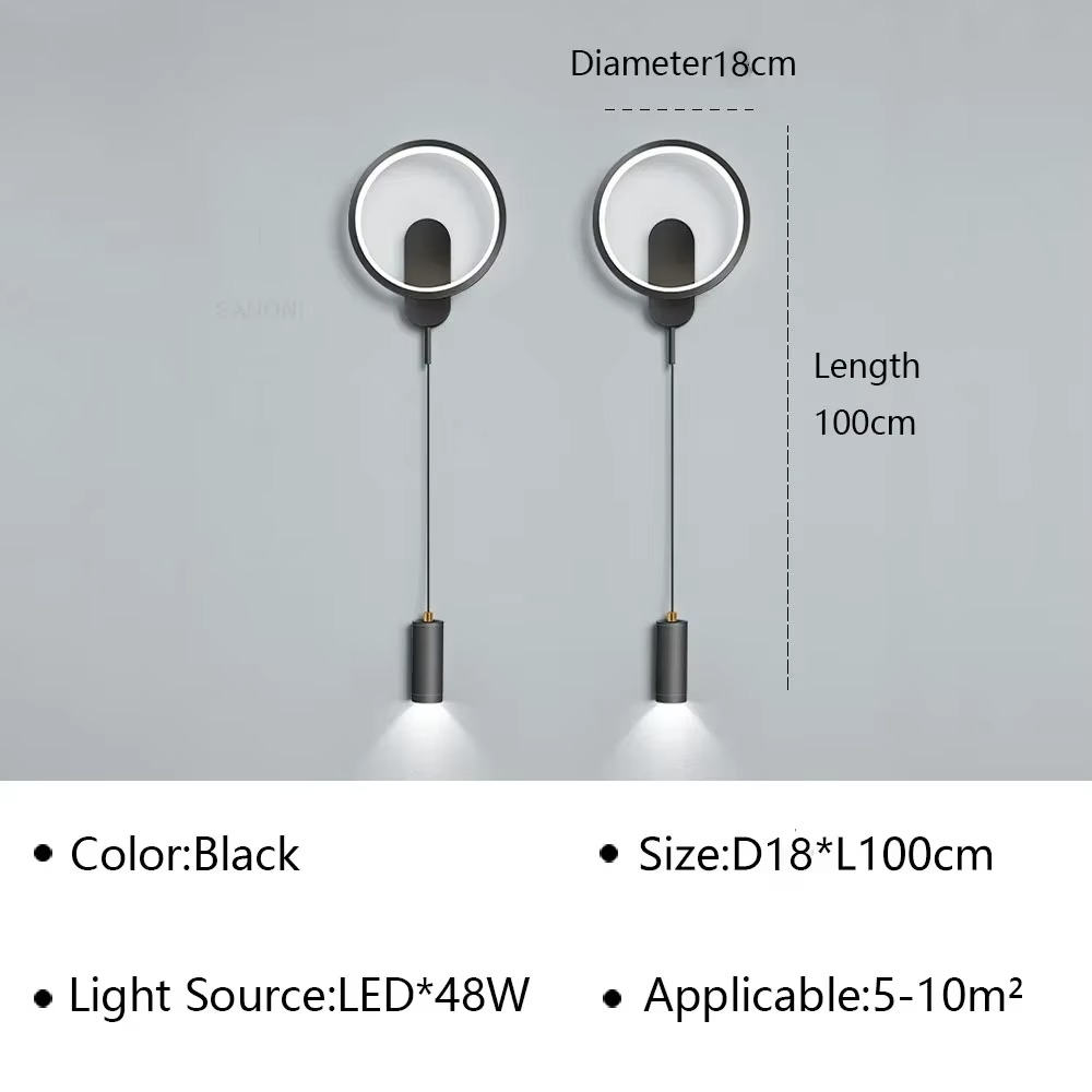 Modern LED Wall Lamp for Living Room Bedroom Bedside Stairs Aisle with Spotlight Wall Sconce Home Decor Lighting Fixture Luster