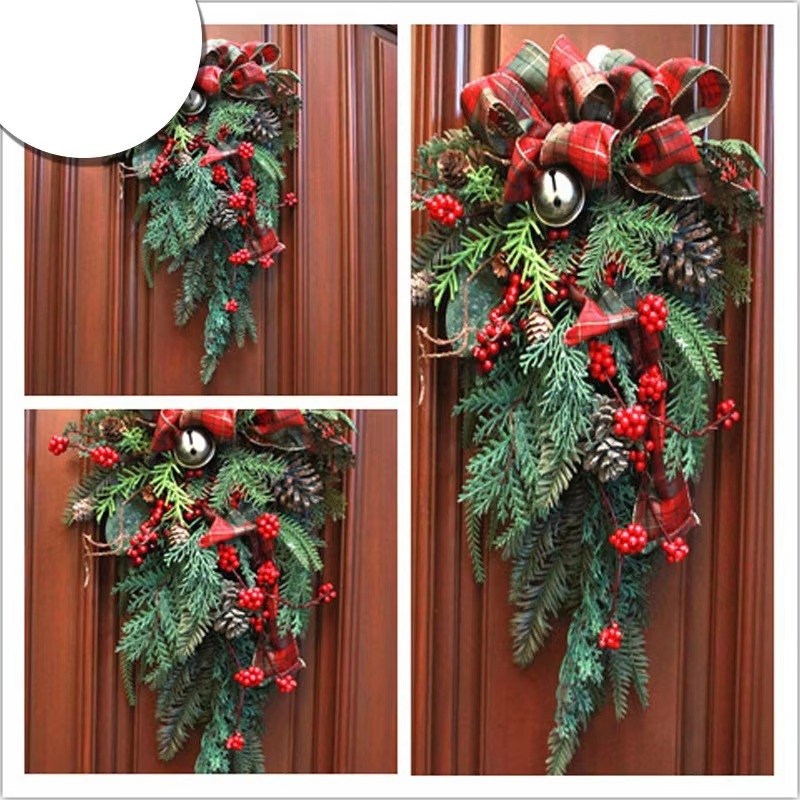 American Creative Wreath Wall Hanging Christmas Inverted Tree Half Faced Tree Christmas Decoration Christmas Decorations Home