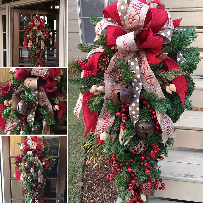 American Creative Wreath Wall Hanging Christmas Inverted Tree Half Faced Tree Christmas Decoration Christmas Decorations Home