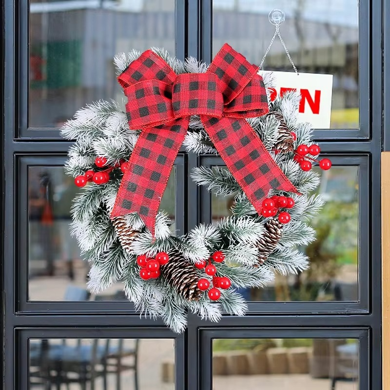 Bow Christmas Decoration Wreath Christmas Flower Global Window Display Wreath Home Door Hanging Decoration