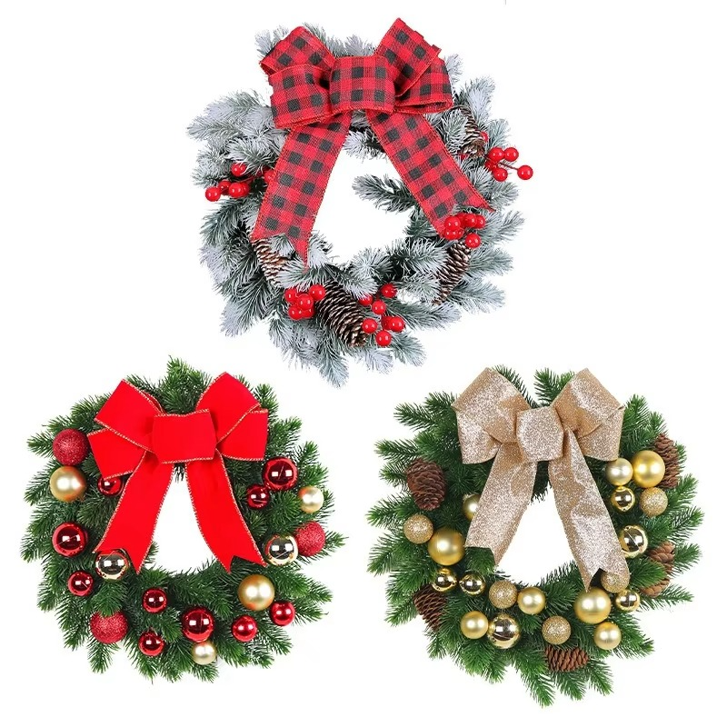 Bow Christmas Decoration Wreath Christmas Flower Global Window Display Wreath Home Door Hanging Decoration