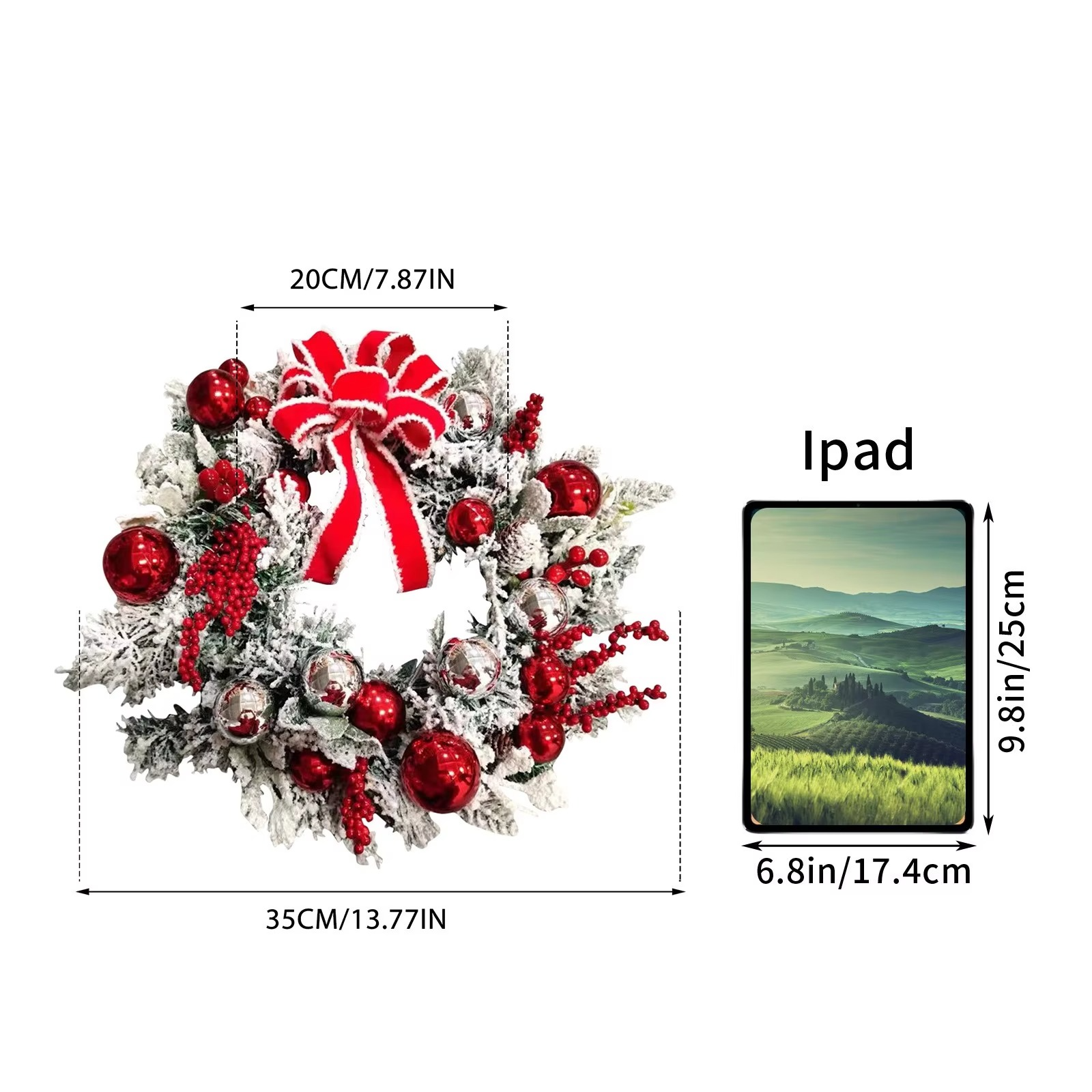 Quality Craft Christmas Decoration Wreath Home Outdoor Hanging Prelit White Christmas Wreath Christmas Door Hanger Decoration