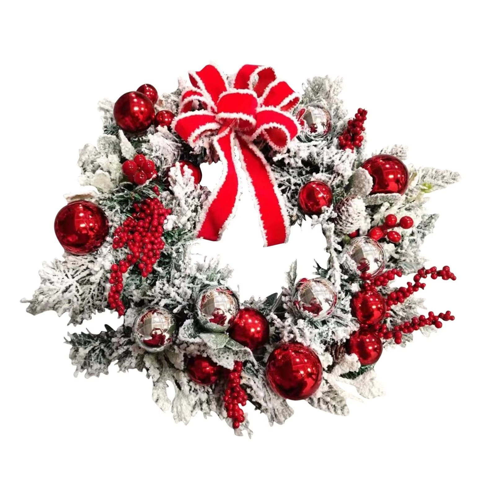 Quality Craft Christmas Decoration Wreath Home Outdoor Hanging Prelit White Christmas Wreath Christmas Door Hanger Decoration