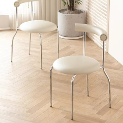 Cream Style Light Luxury Dining Chair Ins Medieval Home Modern Cafe Chair Vintage Nordic Backrest Chair Bedroom Makeup Chair