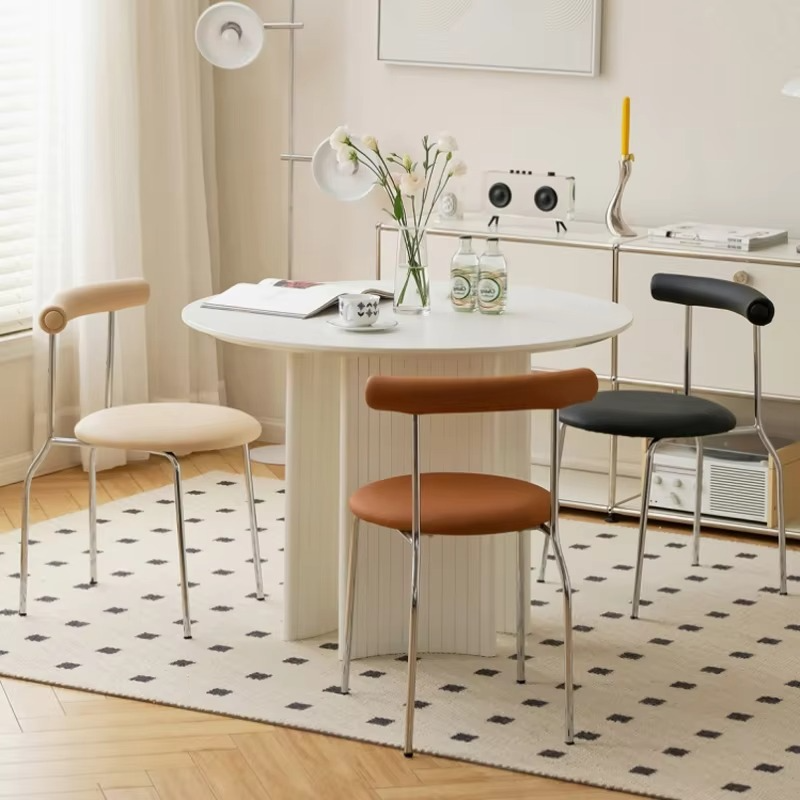 Cream Style Light Luxury Dining Chair Ins Medieval Home Modern Cafe Chair Vintage Nordic Backrest Chair Bedroom Makeup Chair