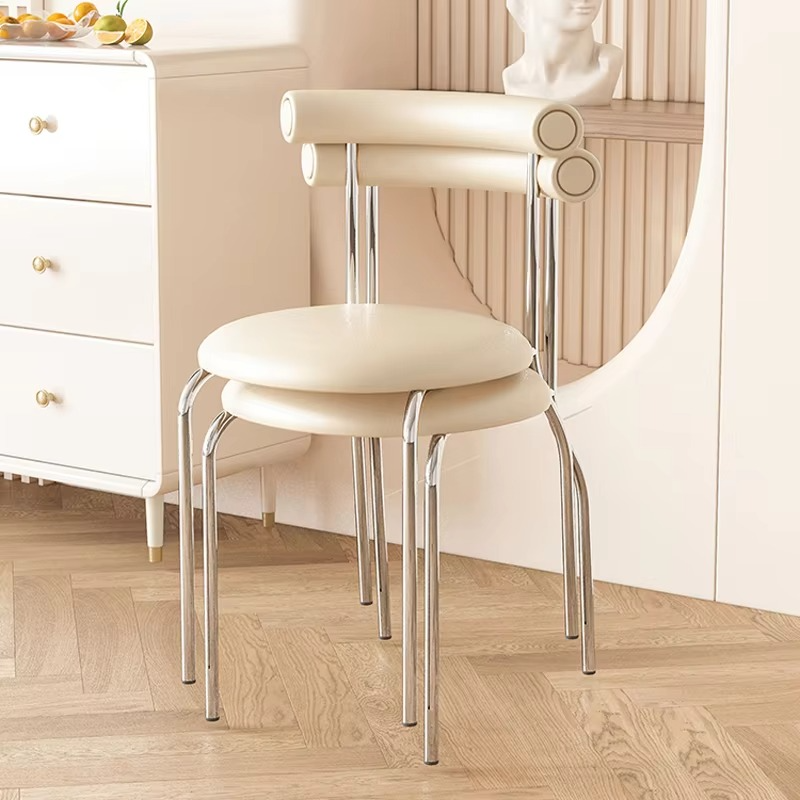 Cream Style Light Luxury Dining Chair Ins Medieval Home Modern Cafe Chair Vintage Nordic Backrest Chair Bedroom Makeup Chair