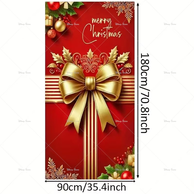 Merry Christmas Decorative Door Curtain Cartoon Christmas Bow Home Christmas Ornaments Dream Entrance Party Decoration Supplies