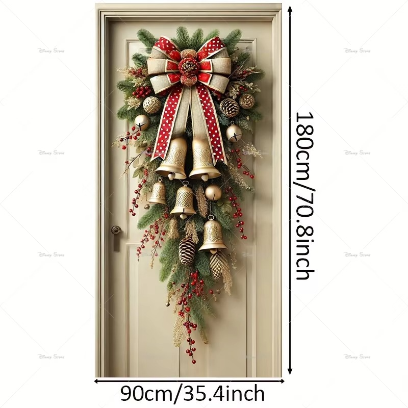 Merry Christmas Decorative Door Curtain Cartoon Christmas Bow Home Christmas Ornaments Dream Entrance Party Decoration Supplies