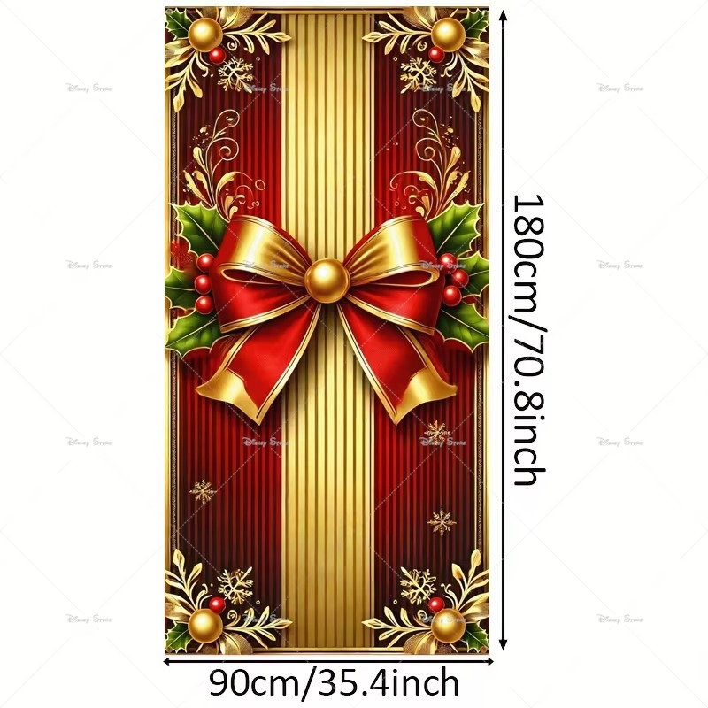 Merry Christmas Decorative Door Curtain Cartoon Christmas Bow Home Christmas Ornaments Dream Entrance Party Decoration Supplies