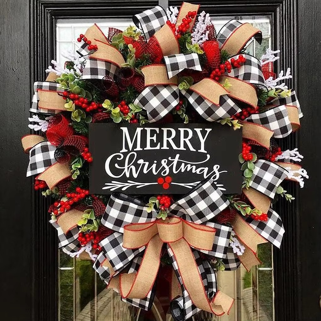 Christmas Wreath Garland Decorations Party Home Decor Wall Door Flowers New Year Hanging Wreaths Artificial Christmas Wreath