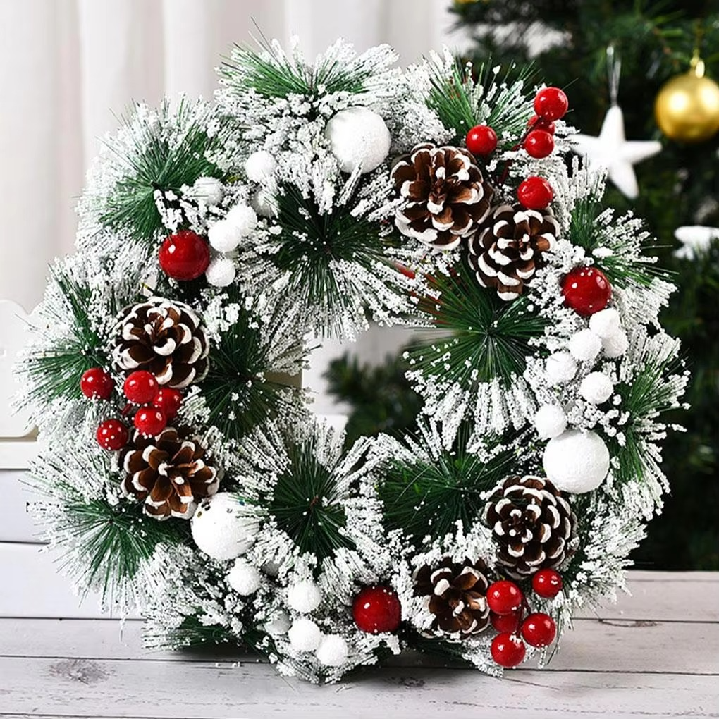 Christmas Wreath Garland Decorations Party Home Decor Wall Door Flowers New Year Hanging Wreaths Artificial Christmas Wreath
