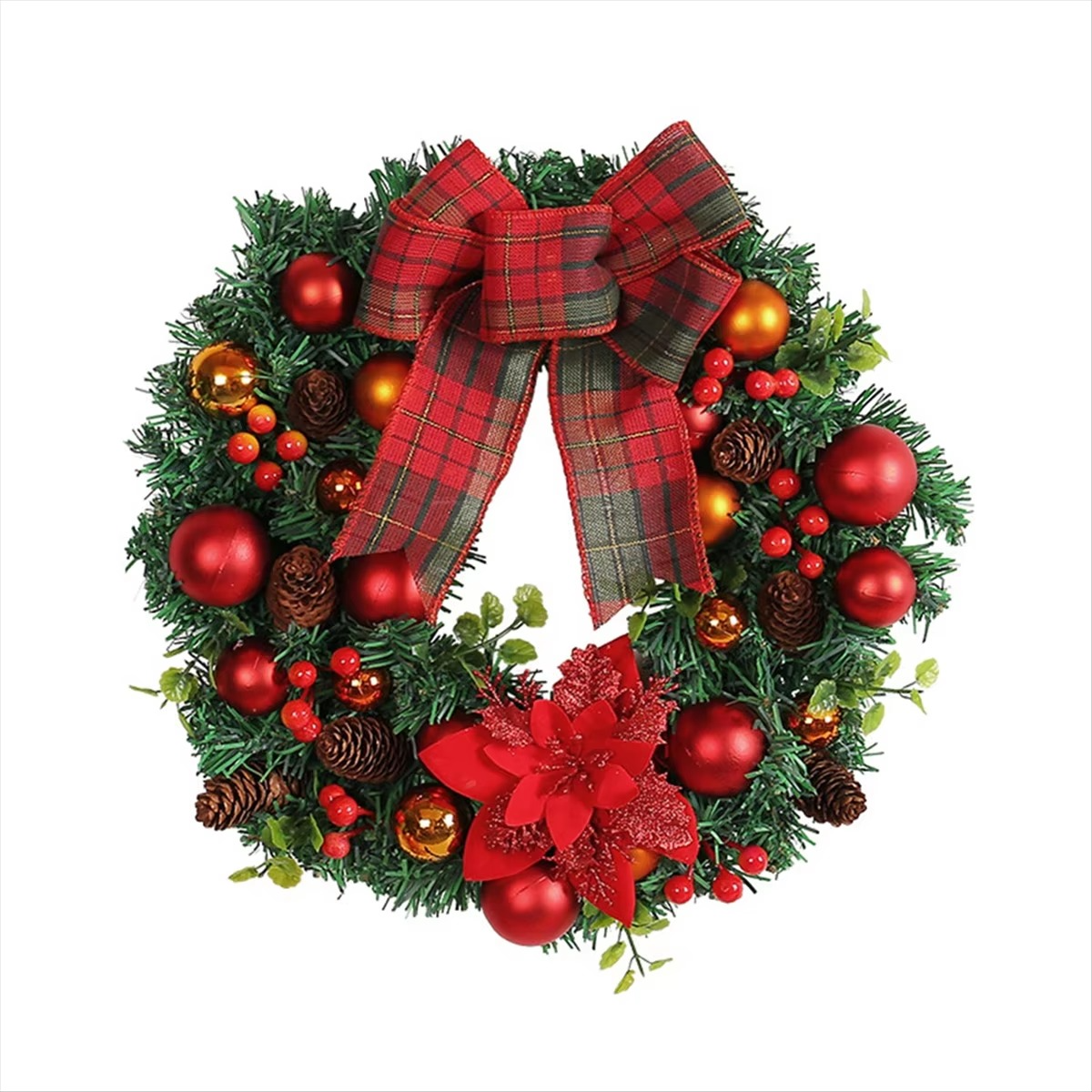 Christmas Wreath Decoration for Front Door, Christmas Wreath for Farmhouse Window Wall Fireplaces Porch Party Decor