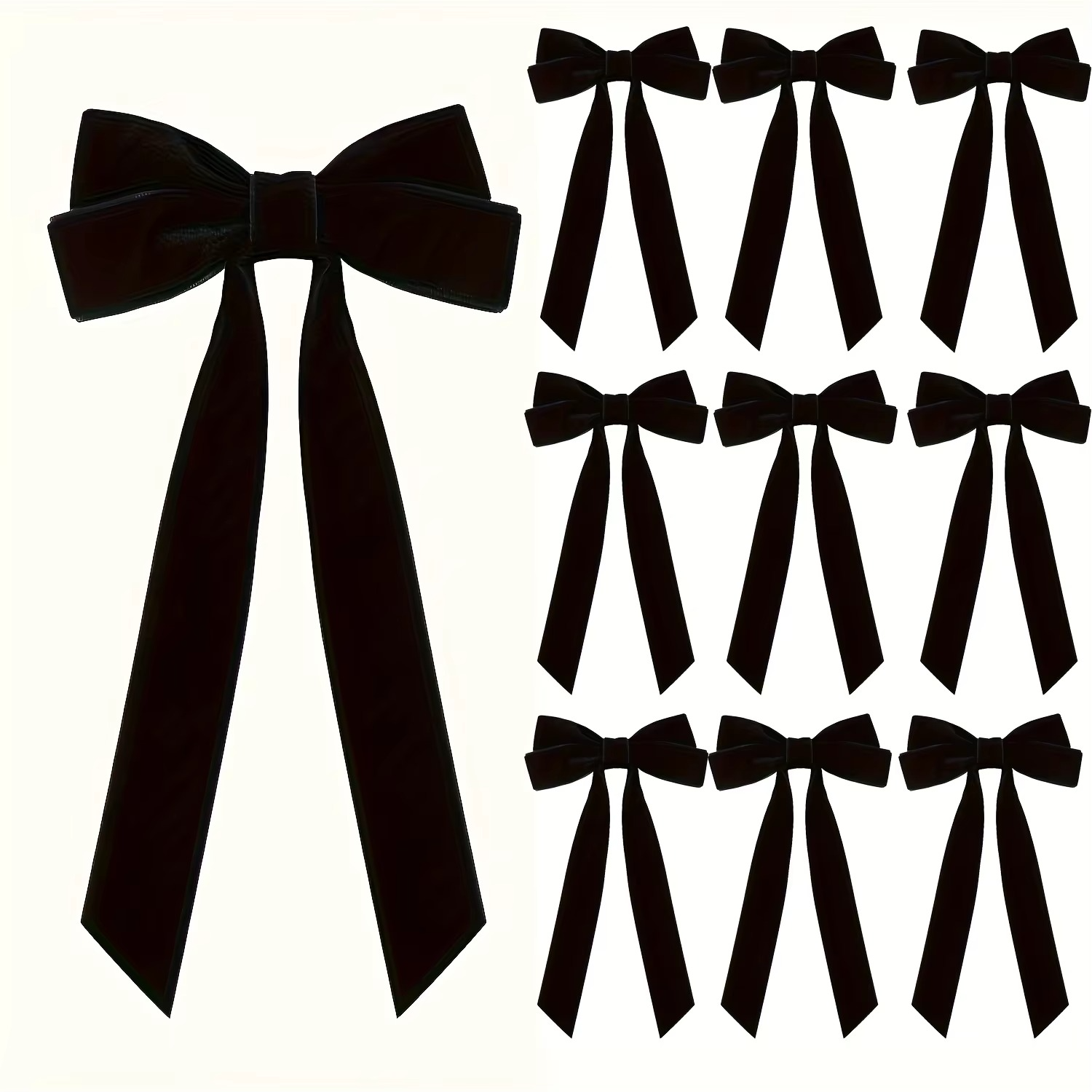 10pcs Red Velvet Christmas Tree Bows - Festive Ribbon Gift Bows for Holiday Wreaths, Decorations,and Rustic Crafts Glossy Finish