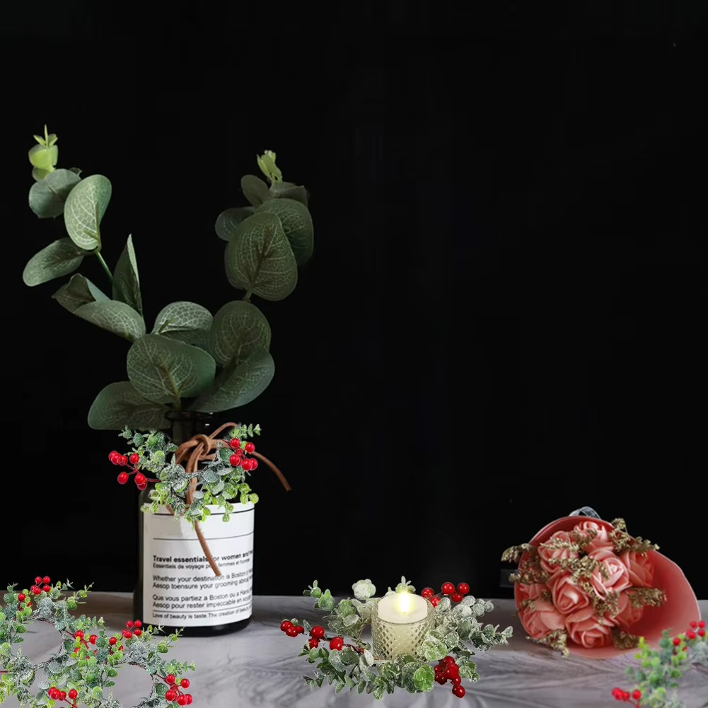2pcs Christmas Candlestick Garland,Christmas Wreath Candle Light Artificial Plant Wreath for Weddings Christmas Party Decor