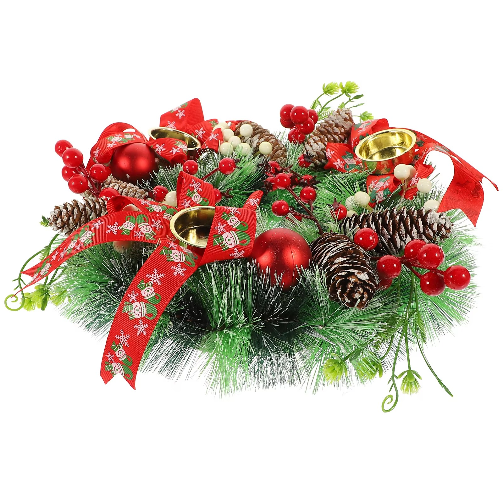 Christmas Holder Wreath Xmas Wreath Garland Decorative Ring For Party Wedding Home Table Centerpiece Door Hanging