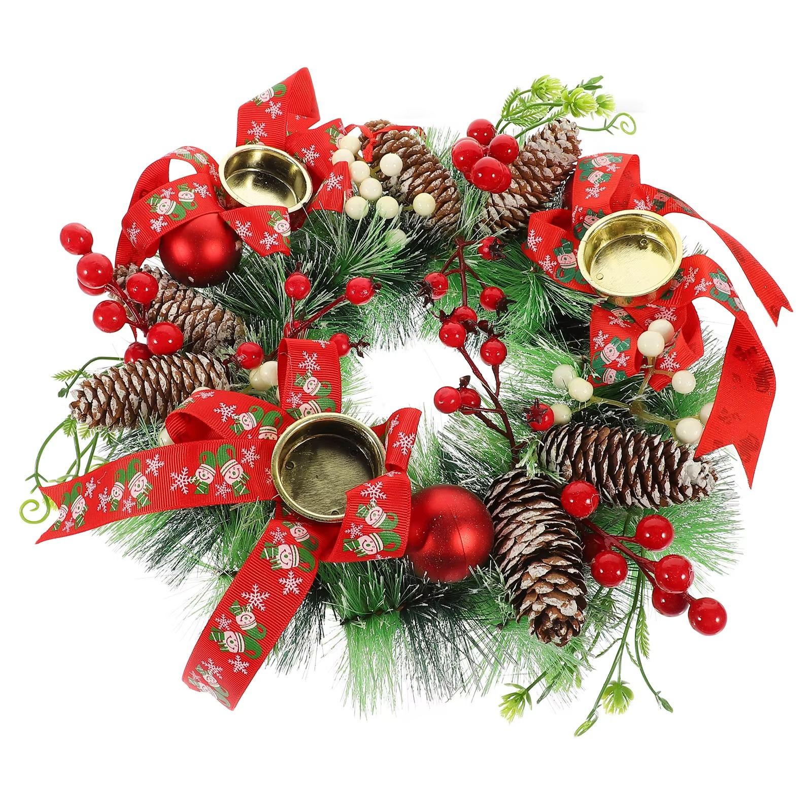 Christmas Holder Wreath Xmas Wreath Garland Decorative Ring For Party Wedding Home Table Centerpiece Door Hanging